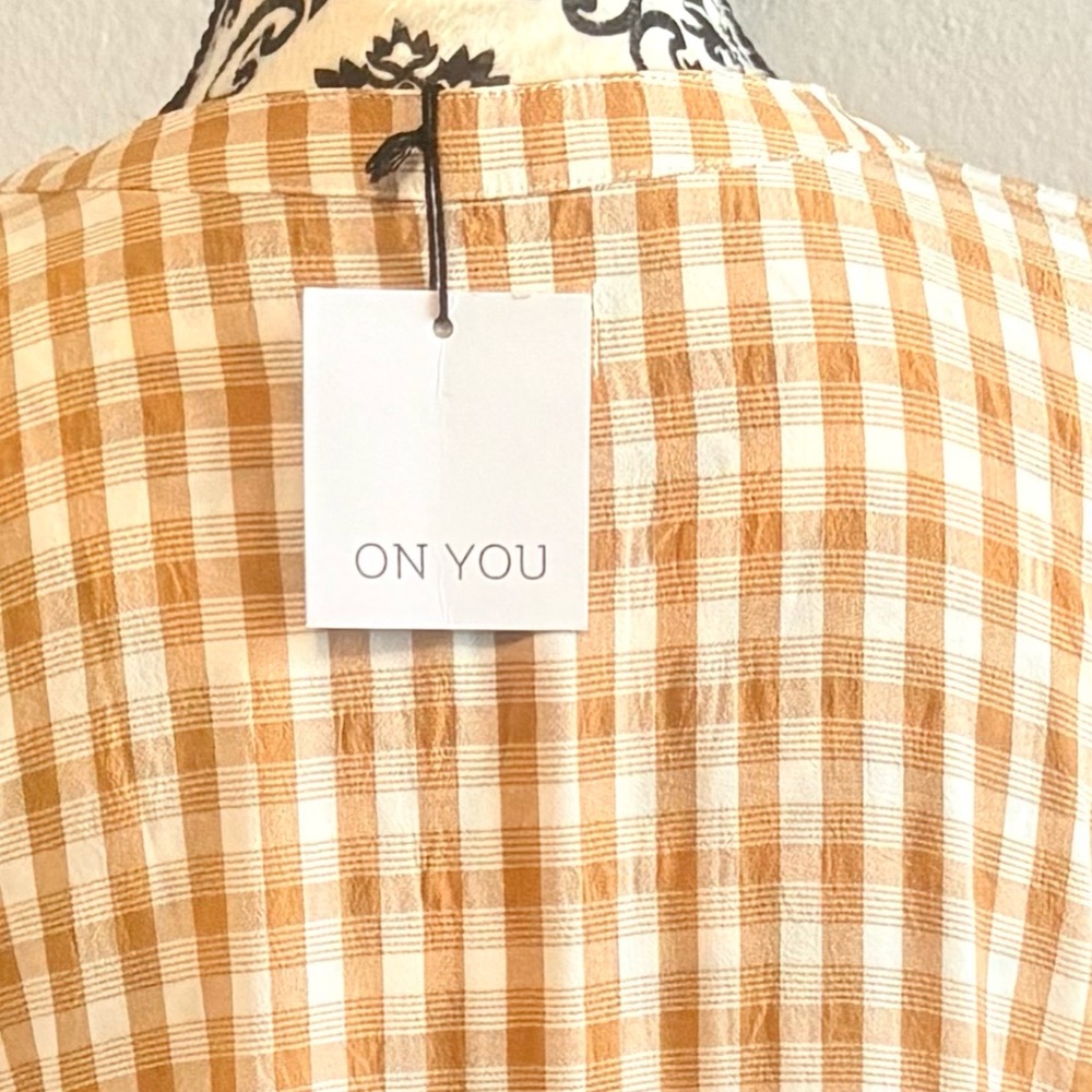 ON YOU White and Camel Gingham Maxi Dress - Picture 6 of 8